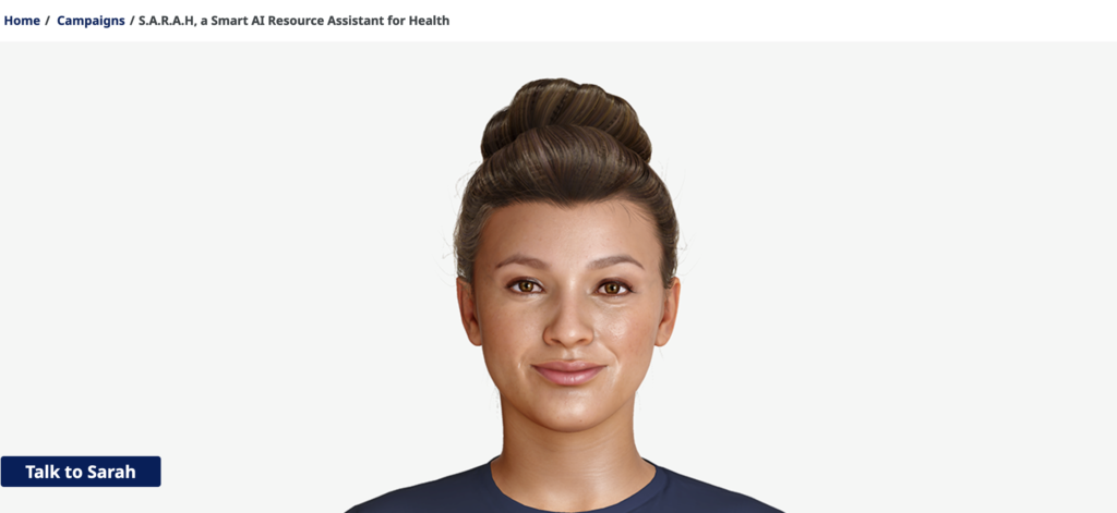 Imagen de un AVATAR de la organización mundial de la salud, para responder a problemas de salud.